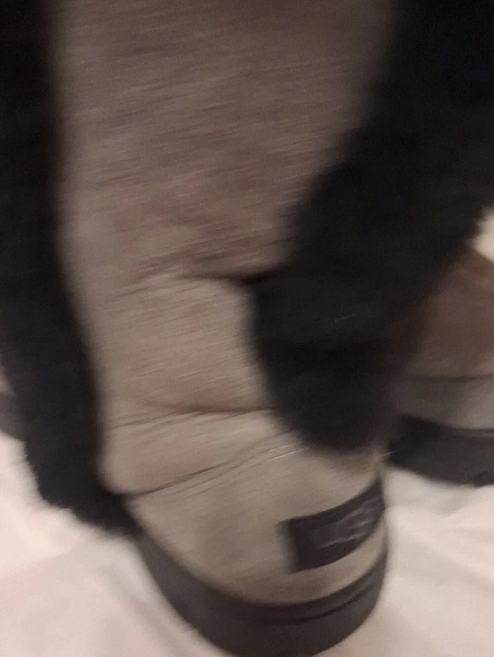 UGGS Gray Suede Tall Winter Boots with Black Fur Trim